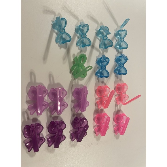 Vintage Lot Girl's Hair Clip Bows Barrettes Translucent Colorful 80's 90's Y2K - Picture 12 of 13